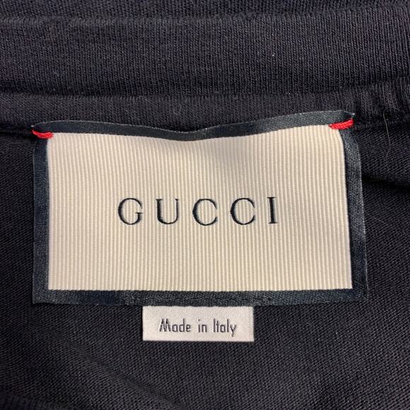 GUCCI Size S Black Multi Color Logo Short Sleeve T-shirt - Picture 6 of 7